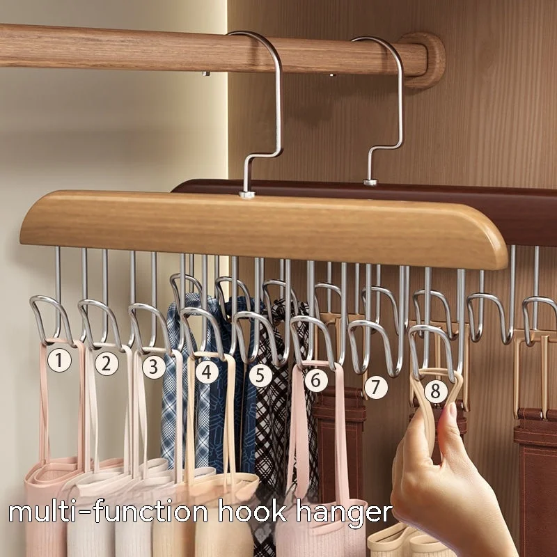 

Multi-Functional Non-Slip Storage Hangers, U-shape Wooden Coat Rack for Clothing Storage, Camisole, Underwear, Bra, Socks