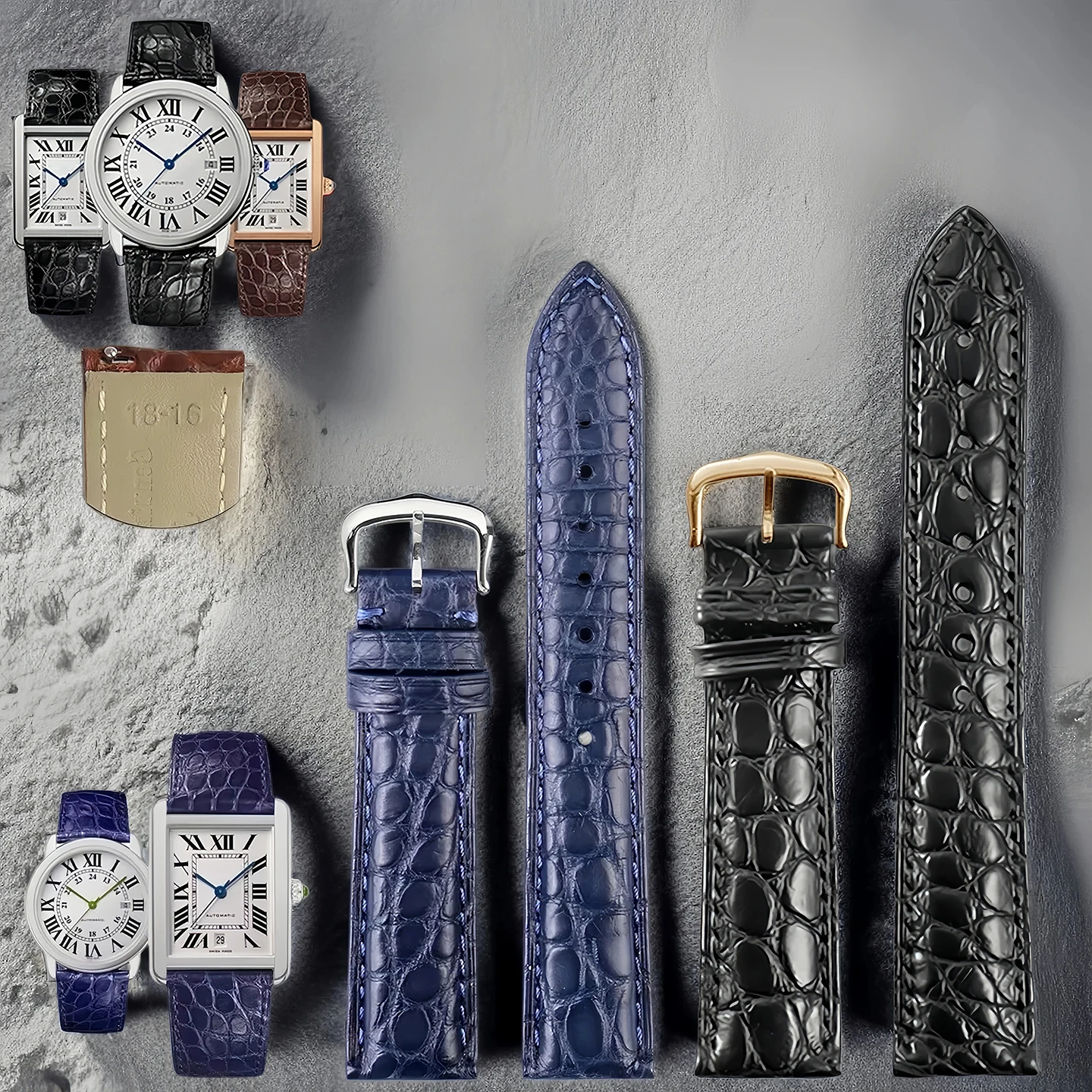Men'S Accessories Cartier - Echte leren horlogeband, 18, 19, 20,