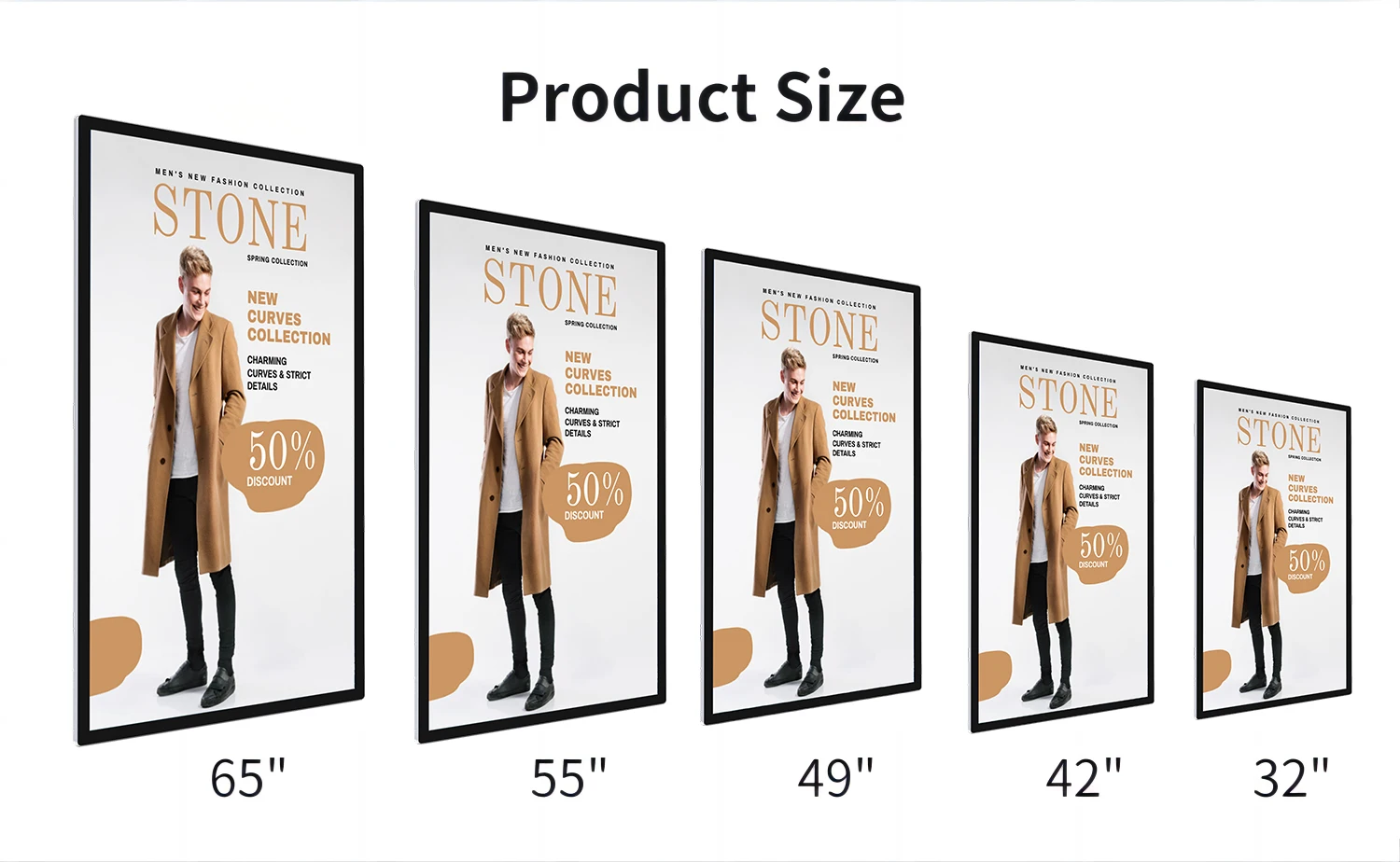 High Resolution 65 Inch LCD Interactive Display Solutions for Indoor Digital Signage Applications