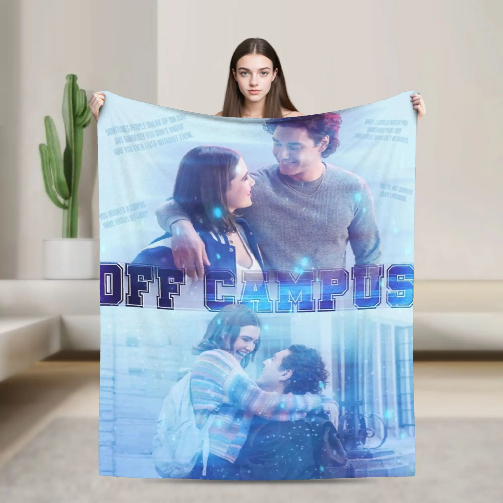 Off Campus Hannah and Garrett Knitted Blankets  Flannel Throw Blankets Home Couch Decoration Soft Warm Bedsprea,