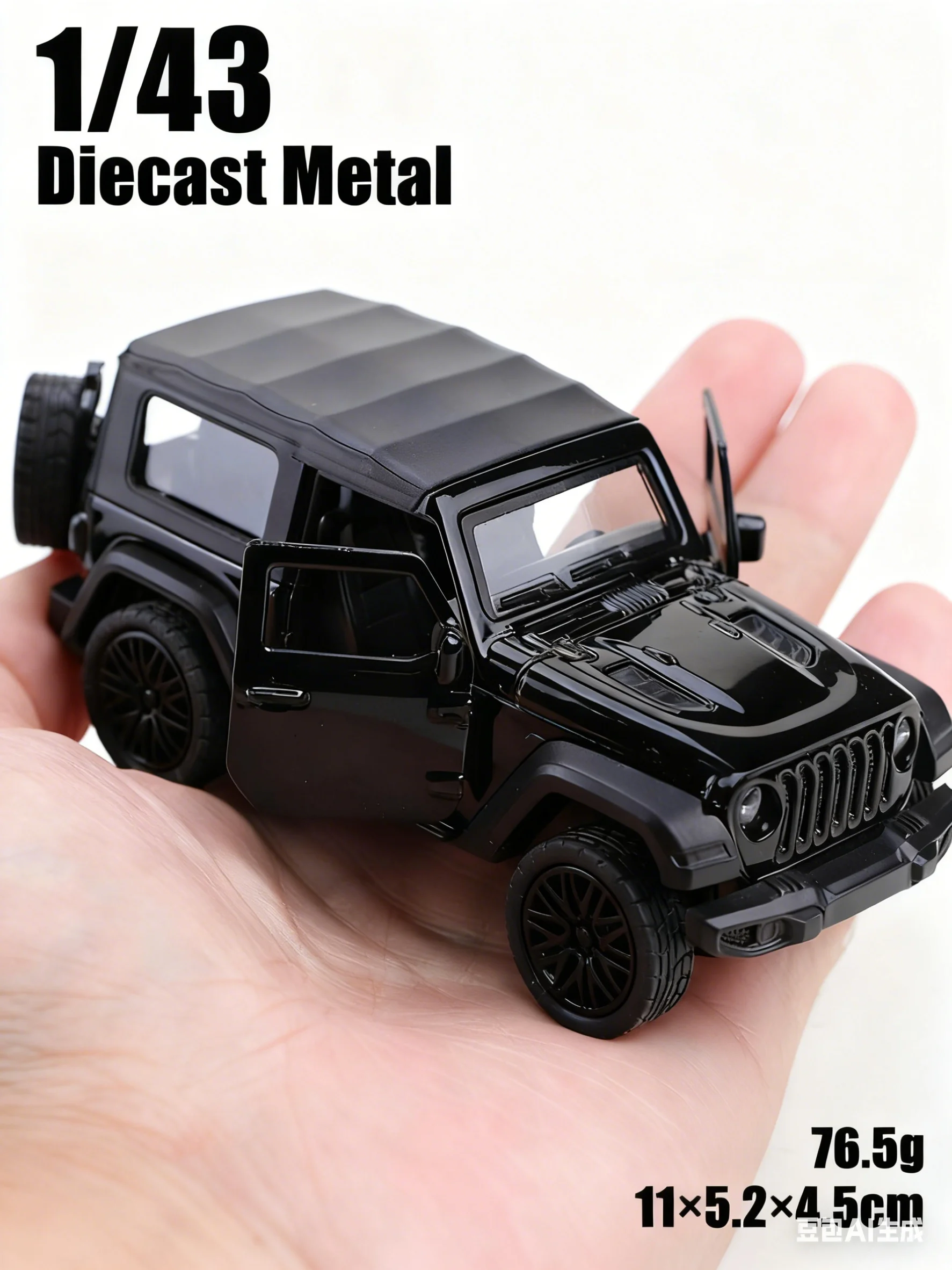 Neues Jeep Rubicon-Rückzug-Geländewagen aus Metalldruckguss im Maßstab 1:43, dreitüriges Legierungsmodell, exquisites Kinderspielzeug. – Detail 1