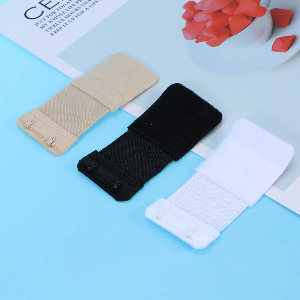 

3Pcs Bra Extension Straps 2 Hook 2 Row Elastic Cotton Stainless Steel Adjustable Lingerie Extenders Black White Nude for Bra