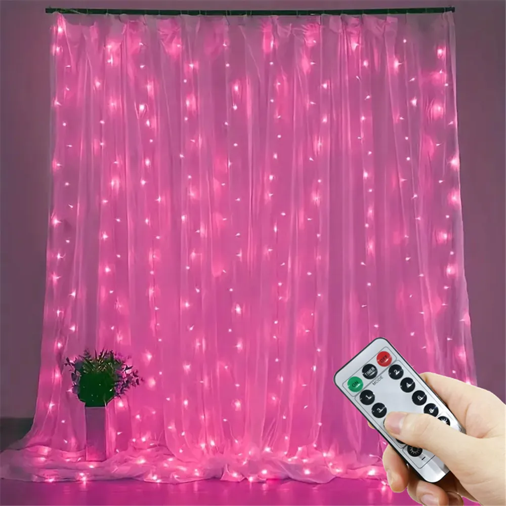 

LED Curtain Lights - Fairy String Lights, USB Powered, 8 Modes, Valentine's Day, Ramadan, Bedroom, Party, Wedding Decorations