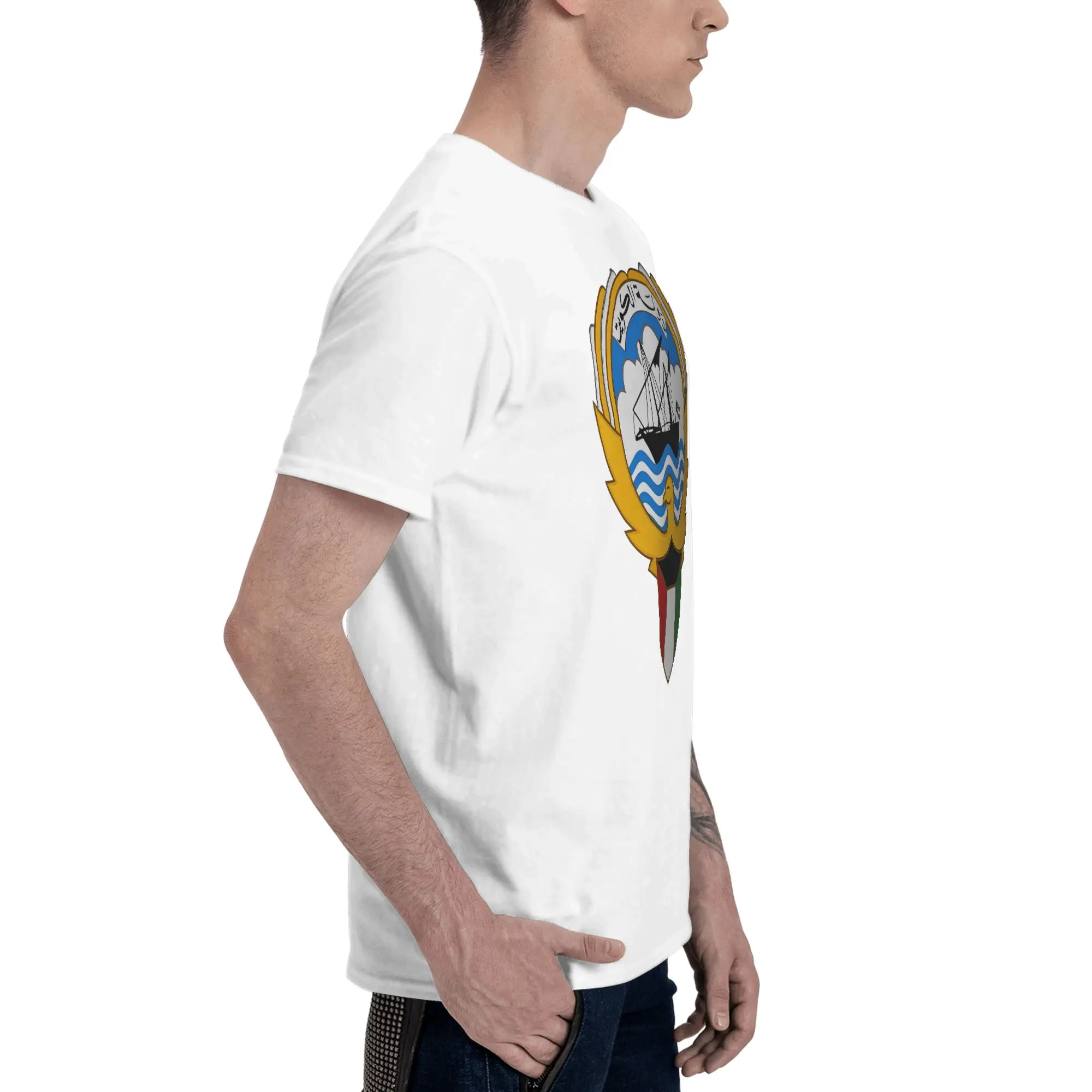Kuwait National Emblem Crisp Reversible T-shirt Casual Versatile Basic Tee