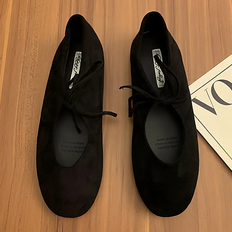 

Grey Black Brown Women Vintage Flats Shoes Soft Leather Lace-Up Low Heels 2025 Shoes Classic Suqare Toe Casual Loafers Mujer