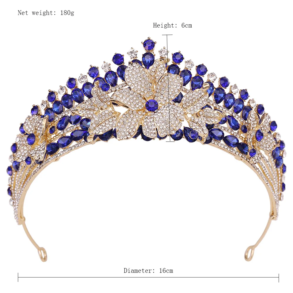 KMVEXO Bridal Flower Leaf Crystal Rhinestone Big Tiara Crowns For Women Girls Wedding Party Crown Hair Dress Jewelry Accessories