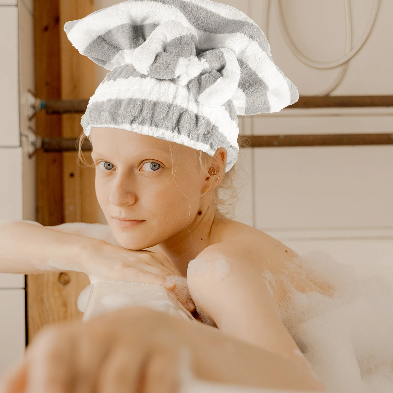 

2Pcs Hair Drying Cap Absorbent Turban Towel Quick Drying Hair Wrap Soft Elastic Bath Head Towel Turbans for Women