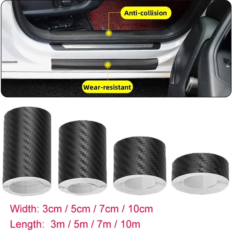 Nano Carbon Fiber Car Sticker DIY Paste Protector Strip Car Door Sill Side Anti Scratch Tape Protection Film Auto Accessories