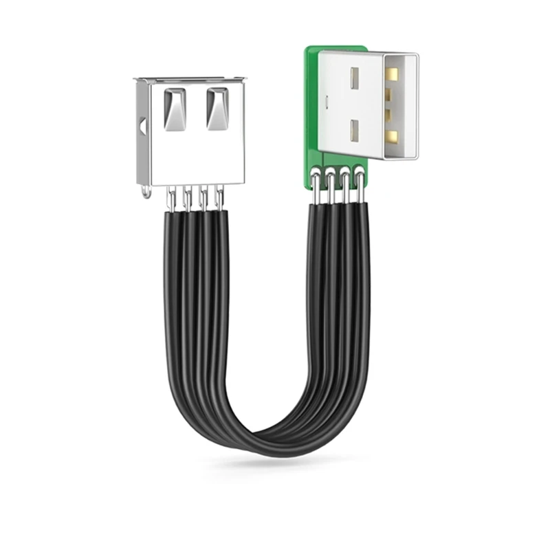 Super płaski, elastyczny kabel USB 2.0 A męski na żeński 90 kątowy przedłużacz do ładowania danych USB męski na żeński prawy/lewy/dół/do — zdjęcie produktu 5