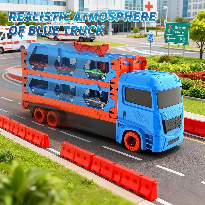 

Игрушечный грузовик-транспортер для мальчиков, портативный набор для игр с машинками на треке, детский игровой набор с грузовиком-перевозчиком