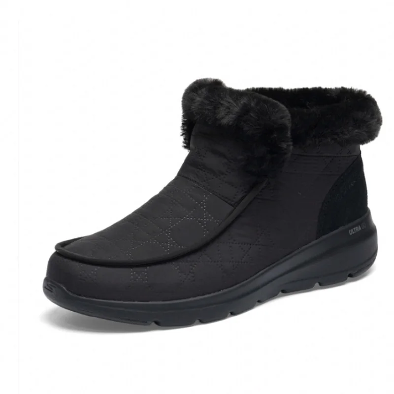 Skechers Women Casual Winter Boots 144225‑BBK Faux Fur Lined Warm Slip On Ankle Snow Boots