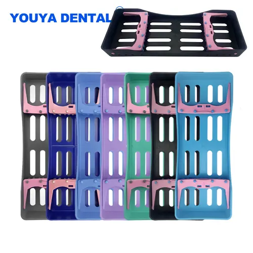 Caja de esterilización Dental con 5 soportes, herramientas, instrumento Autoclavable, soporte de desinfección para dentista, herramientas de bandeja de llenado