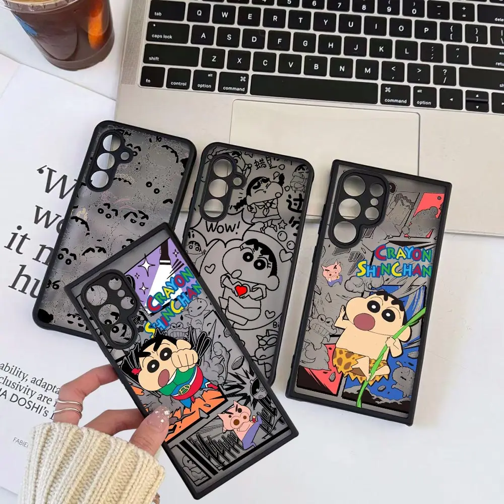أنيمي C-Crayon S-ShinChan جراب هاتف ل ممن لهم رينو 14 14f 13 13f 8 8t 7 7z 6 6z 5 4 3 Pro زائد 5G أسود شفاف Mtte غطاء #1