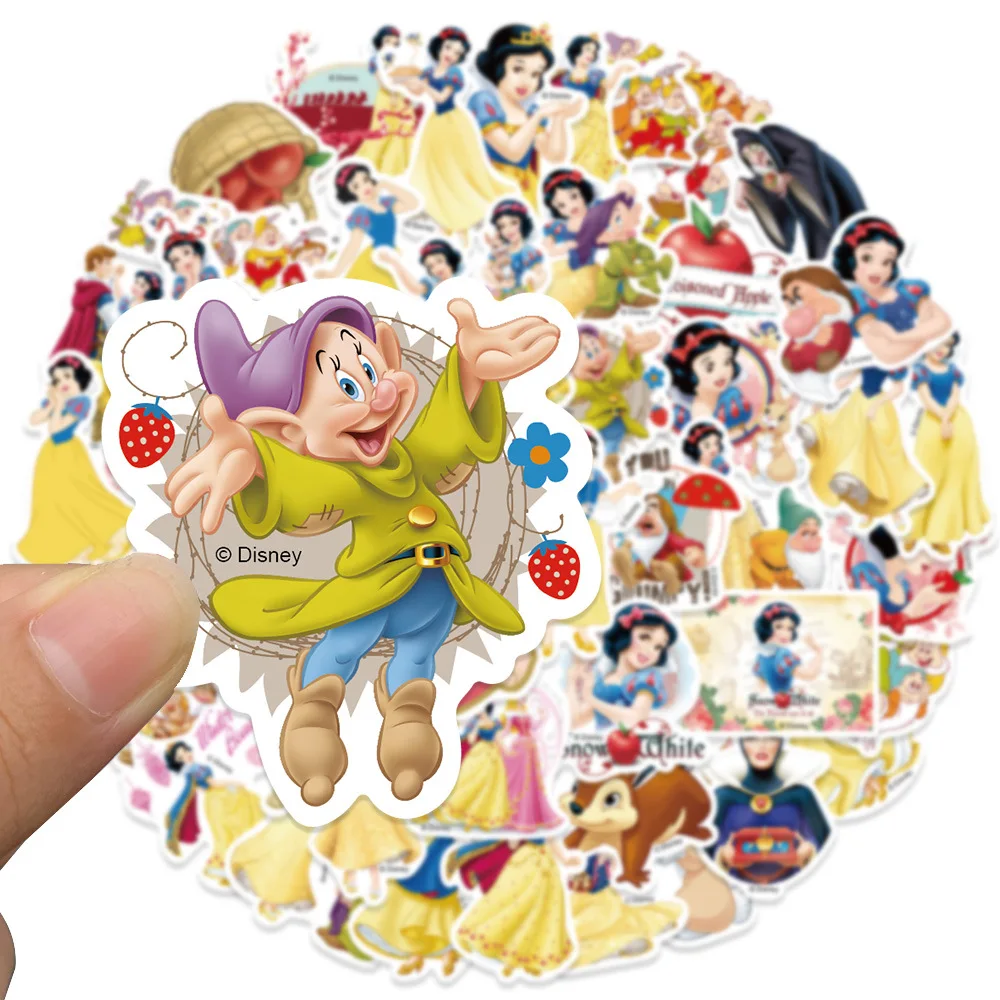 50PCS การ์ตูนดิสนีย์สโนว์ไวท์สติกเกอร์ภาพยนตร์อะนิเมะ Decal สเก็ตบอร์ดกีตาร์แล็ปท็อปหนังสือ Kawaii สติกเกอร์แพ็คเด็กผู้หญิงของเล่น