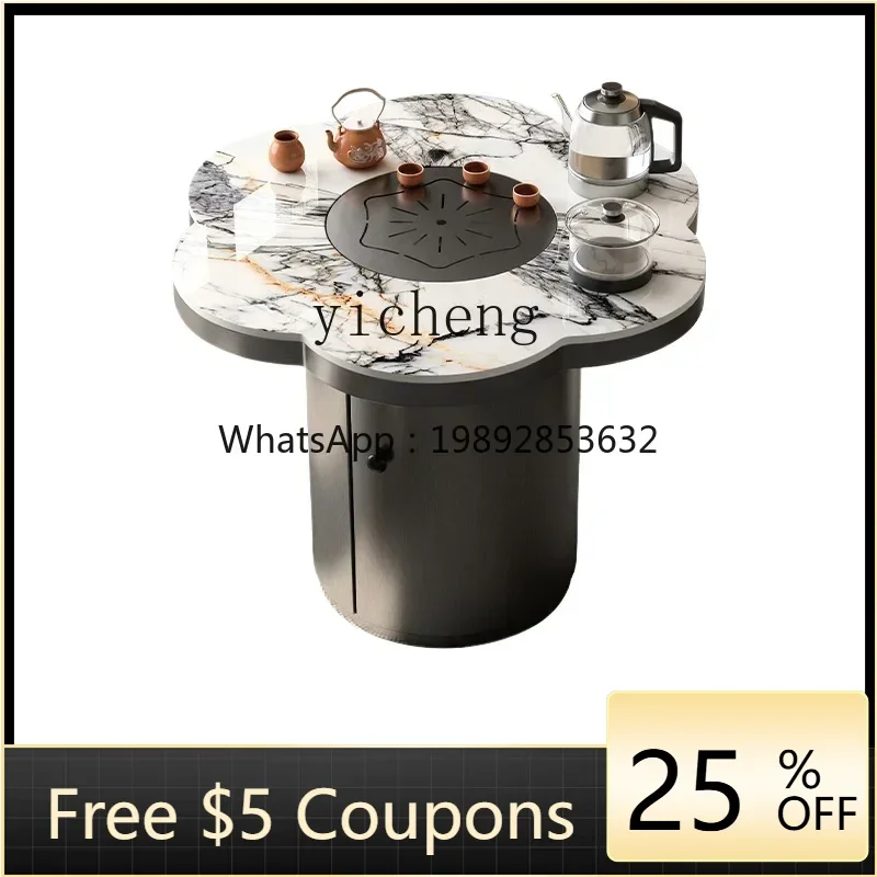 

TQH Luxury Stone Slate Tea Table Light Luxury Minimalist Tea Table Chair Combination Balcony Kung Fu Tea Table