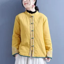 Chinese Style Women Coats Cotton Padded Winter Vintage Thick Warm Jacket Women Casual Outwear Ladies Chinese Tops