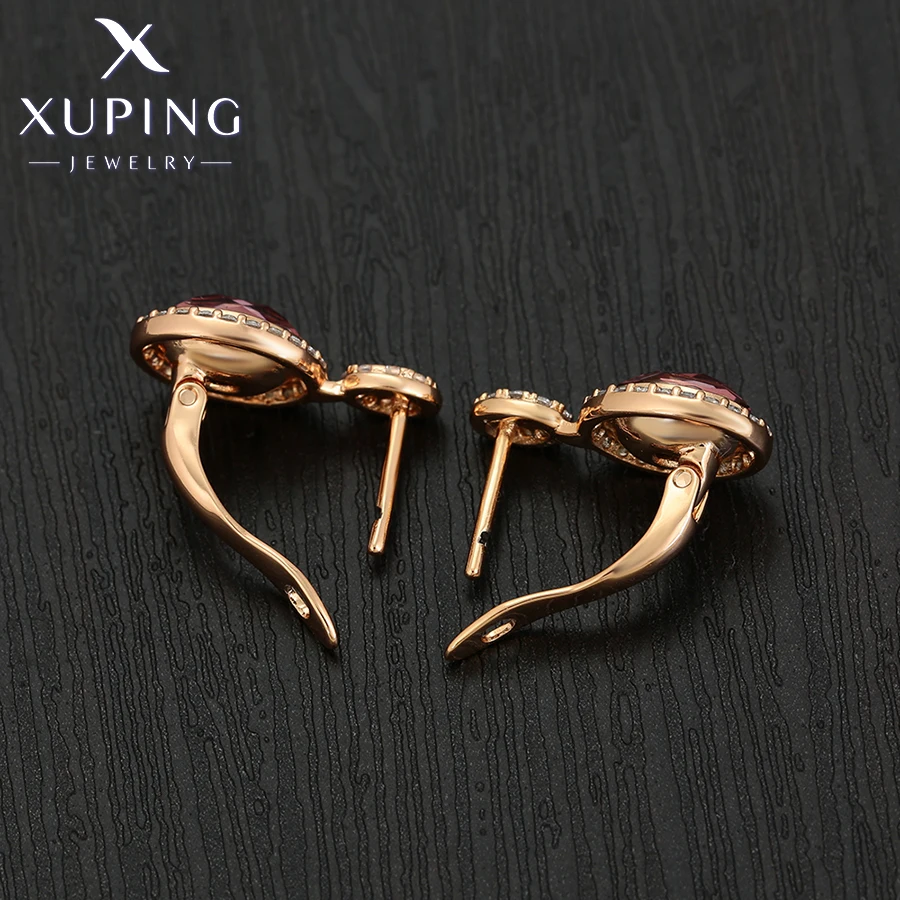 Xuping Jewelry New Arrival Fashion Women Crytsal Hoop Earring of Gold Color Birthday Gift X000602300
