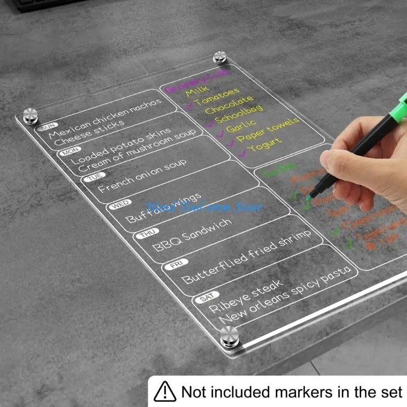 H37F Pack of Reusing Whiteboard with Colorful Dry Erases Markers for Kitchen Planner Planning and Daily Schedule Management