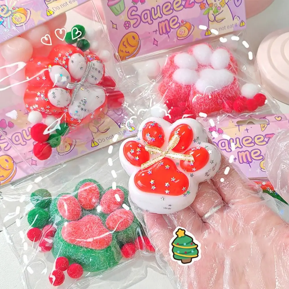 Zabawne Świąteczne Zabawki do Ściskania w Kształcie Kociej Łapy, Wolno Powracające Silikonowe Kreskówkowe Kocie Pazury, Ręcznie Robione Zabawki do Ściskania w Kształcie Kociej Łapy 3D dla Dzieci