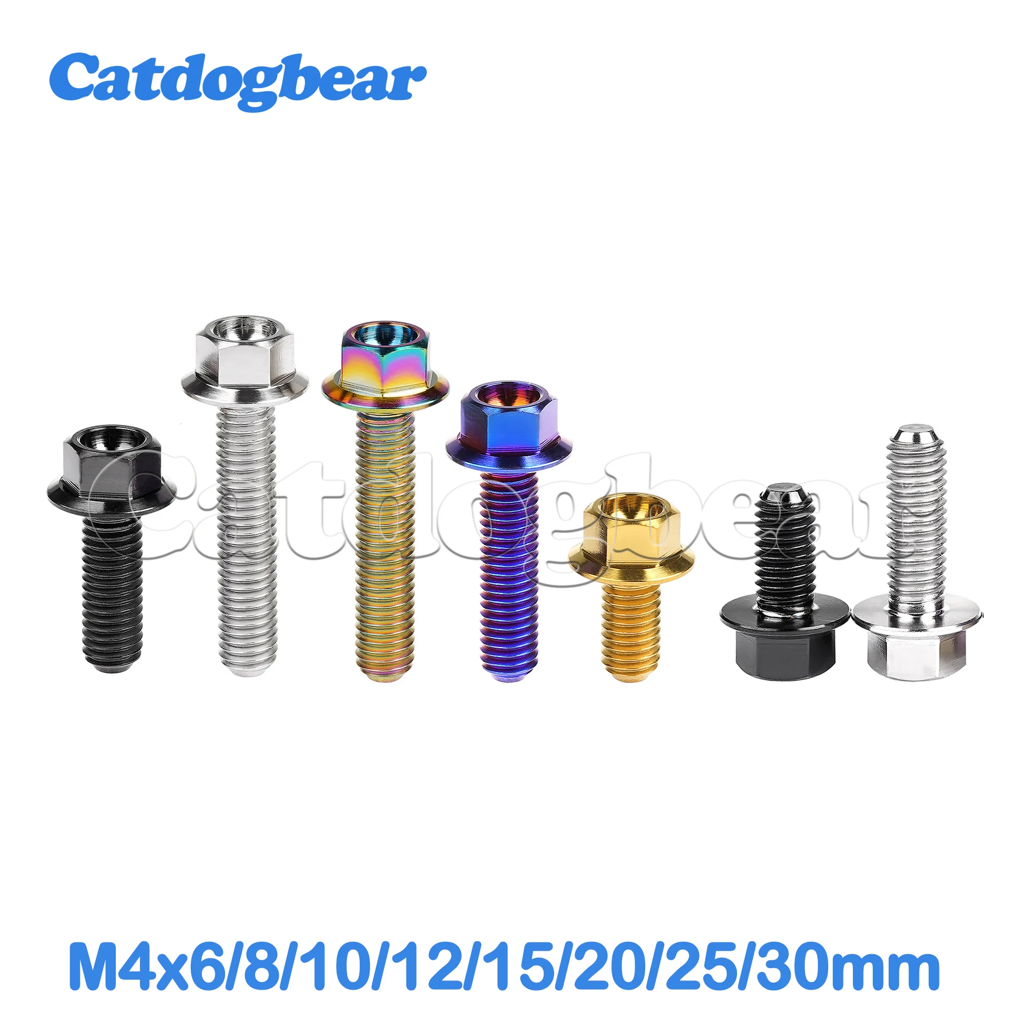 

Catdogbear Titanium Bolts M4x6/8/10/12/15/20/25/30mm Socket Flange Head DIN6921 for Motorcycle Modified