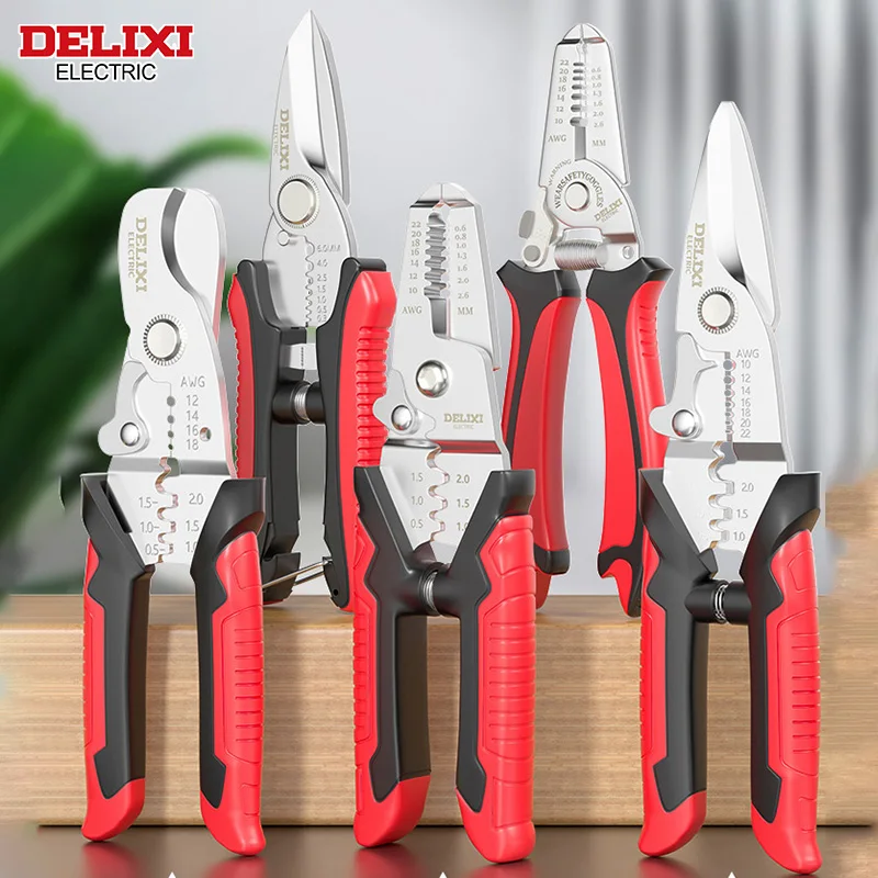 DELIXI ELECTRIC Wire Stripper,Hard stainless steel pliers headDurable Cable Cutter Stripping ToolCrimpingPliers，for Electricians