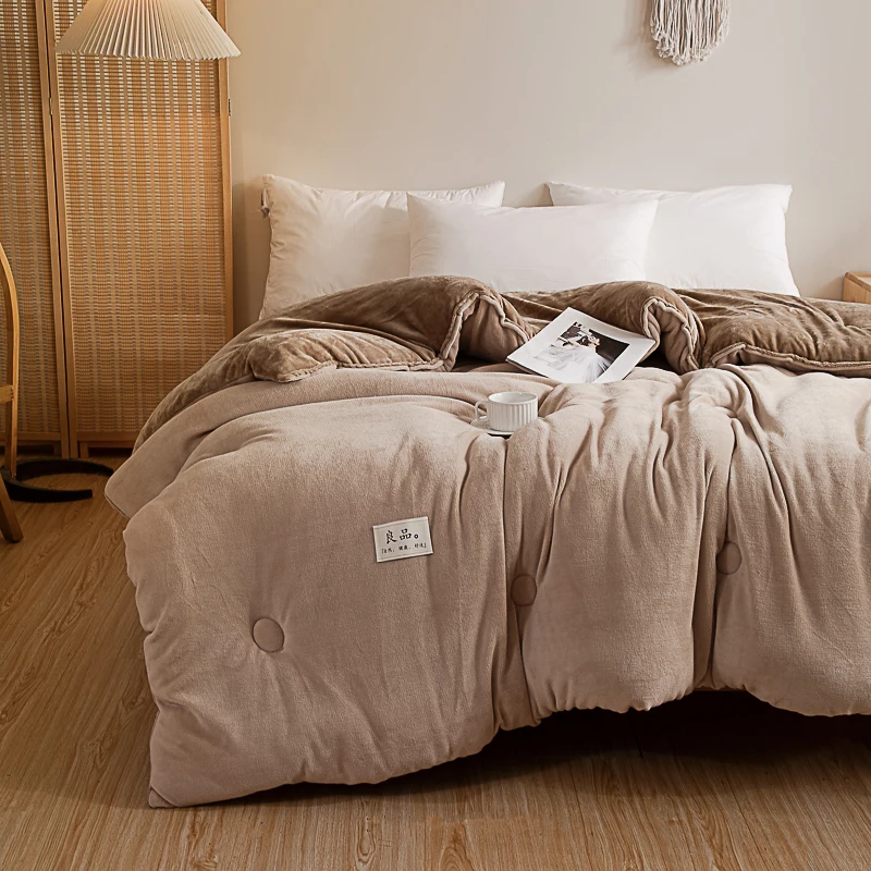 

2024 new thickened warm double-sided milk fleece single double winter quilt core skin-friendly warm not sultry