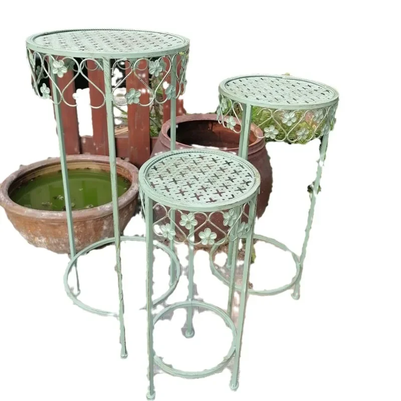 

Wrought iron small flower high flower frame stool living room balcony high and low stepped large flower pot frame