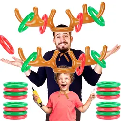 Inflatable Reindeer Antler Ring Toss Game for Christmas Kids Adults Family Party Favors Outdoor Indoor Ring Toss Xmas Games Toys