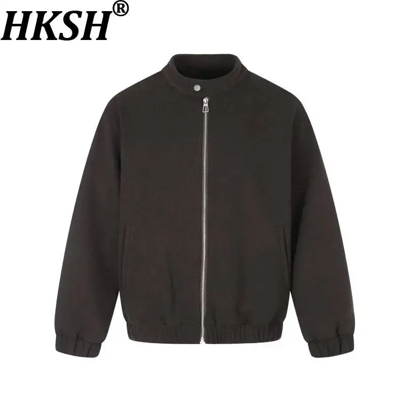 HKSH 2026 Spring Autumn Winter New Men's Tide Chic Ins Texture Jacket Vintage Fashion Vibe High Street Stand Collar Coat HK25741