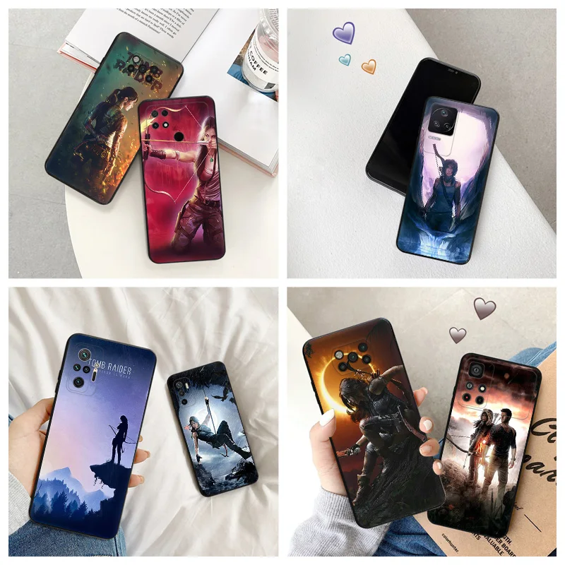 Silicone Black Phone Case for Xiaomi Mi Poco C61 F5 F4 GT F3 F1 X4 X3 X5 M3 M4 Pro M5 S C51 C50 C40 Tomb Raider Lara Croft Cover