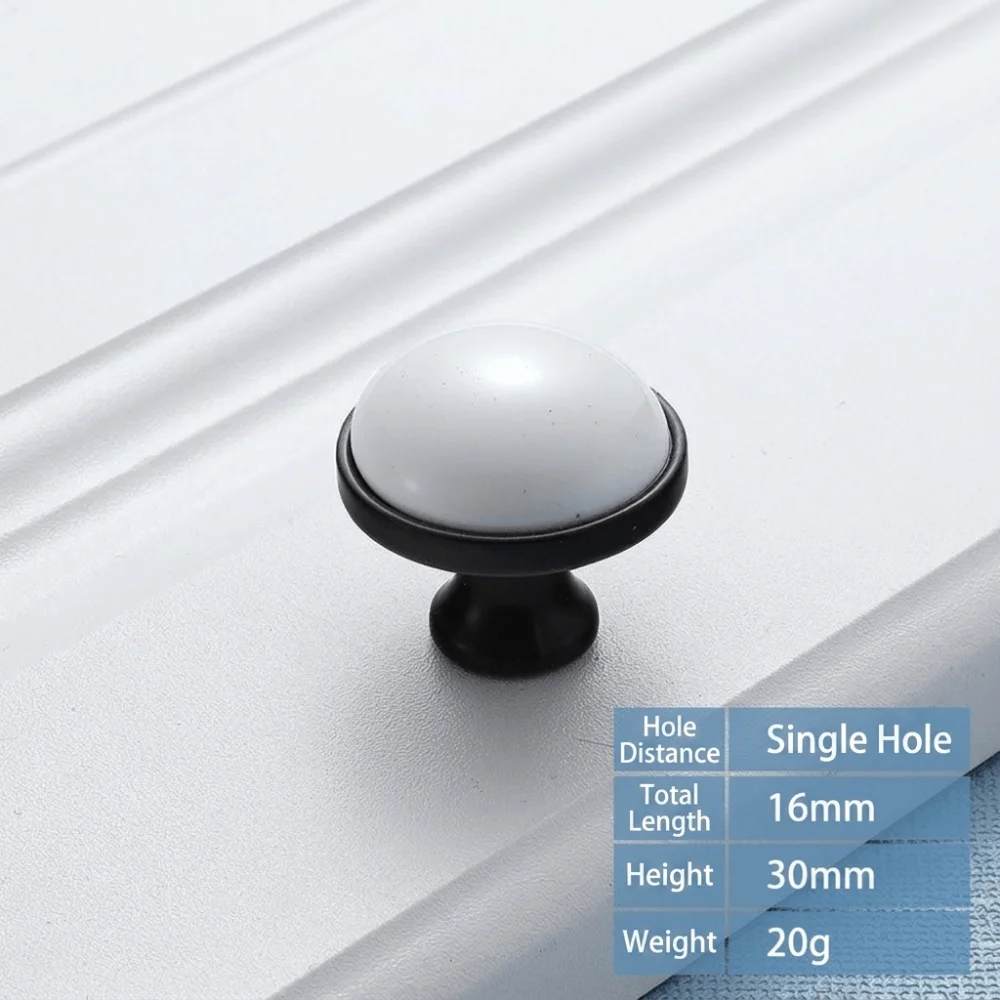 New Ceramic Cabinet Door Handles Aluminum Black White Color Wardrobe Handles DIY Friendly European Furniture Handle Cupboards