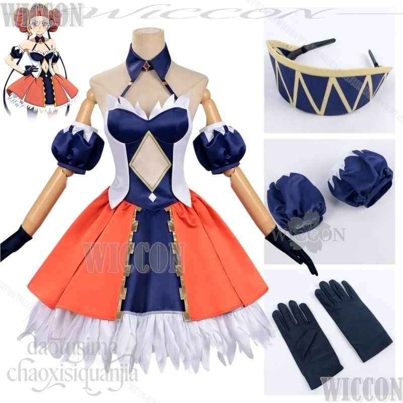 Alvitr Cosplay Recordd Anime Ragnarokko Kawaii Off Shoulder Backless Orange Dress Lolita Wig Headwear Halloween Navidad Carnaval - view 2