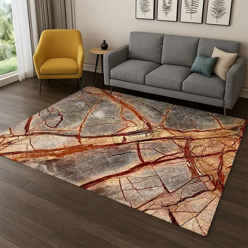 Luxurious Marble Colorful Gold Black Carpet Rug for Bedroom Living Room Sofa Playroom Doormat Home Decor, Area Rug Non-slip