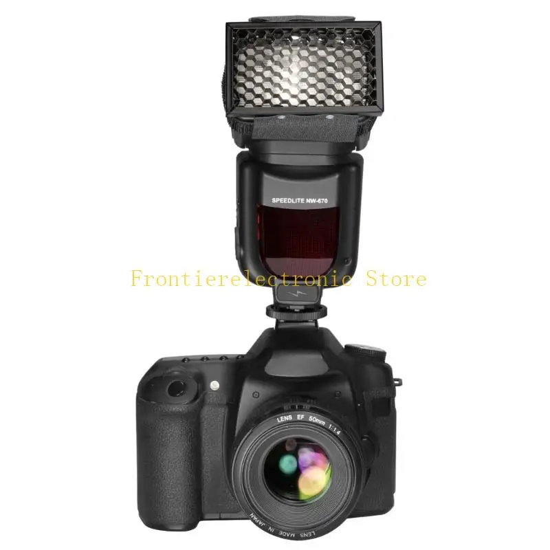 G8DB Honeycomb Meshes Flash Light Cover With Sticker Strap 43mm Height 80mm Width