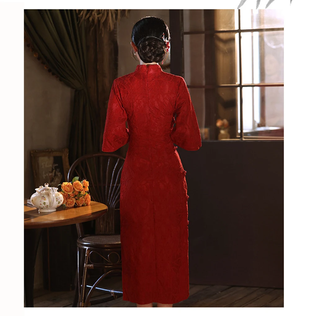 Red Cheongsam Bride High-end New Long Toast Dress Chinese Engagement Banquet Improved Qipao Vestidos Evening Party Gown Chinoise