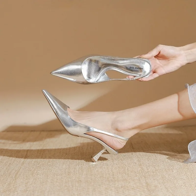 

Новинка 2023 года, летние женские босоножки на низком каблуке, летняя женская модная пляжная обувь с острым носком, повседневная и удобная обувь Женская Обувь