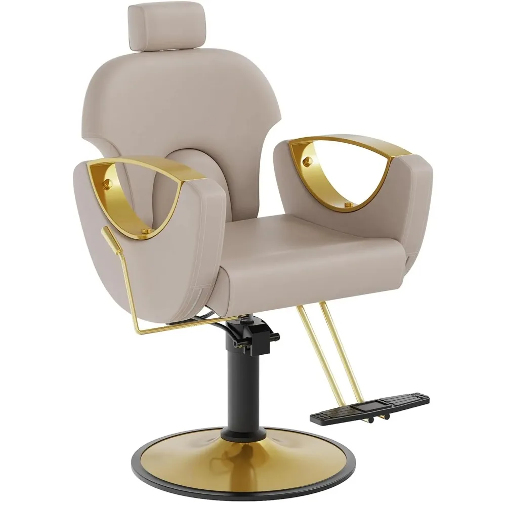 Barber Chair for Hair Stylist, Height Adjustable Hydraulic Hair Reclining Salon Chair, 360 Degrees Rotation,, Custom