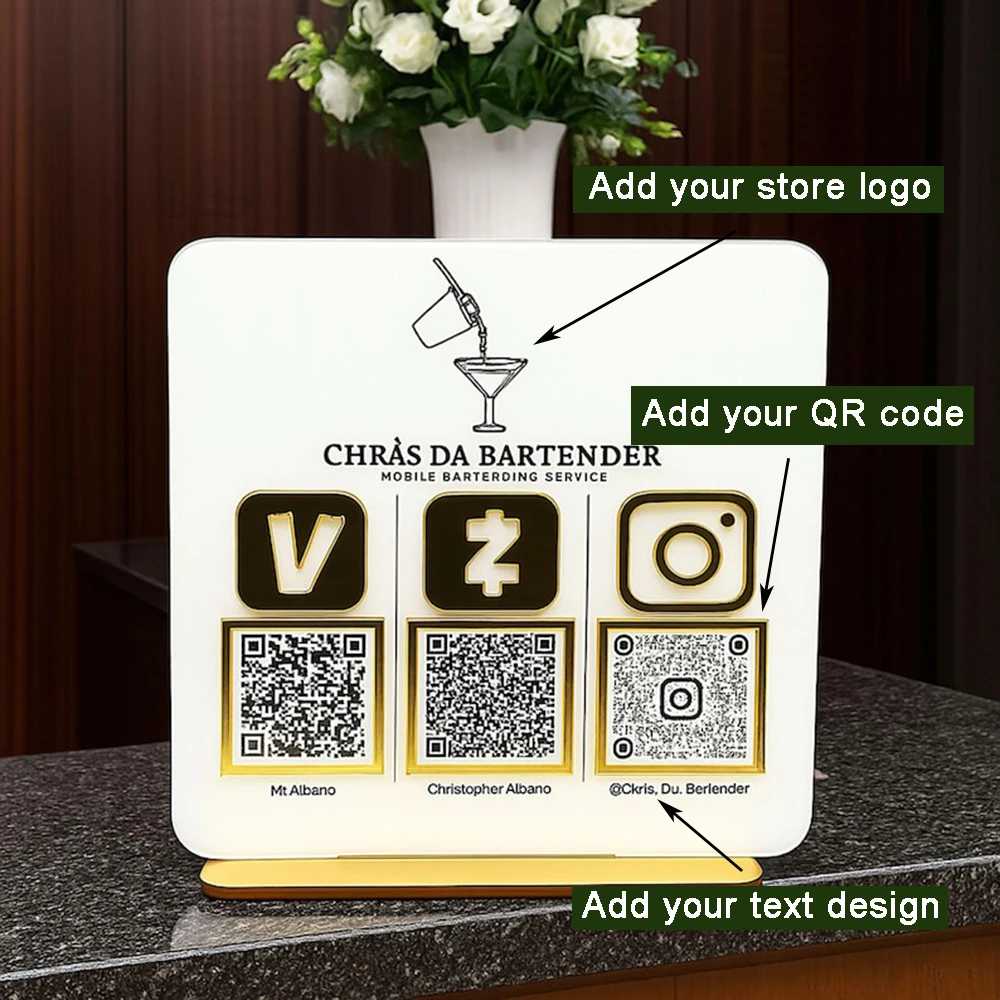 تخصيص الشعار الشخصي الاكريليك رمز الاستجابة السريعة عرض المجلس متعدد رمز الاستجابة السريعة التخصيص وسائل التواصل الاجتماعي مقهى بار العرض #2
