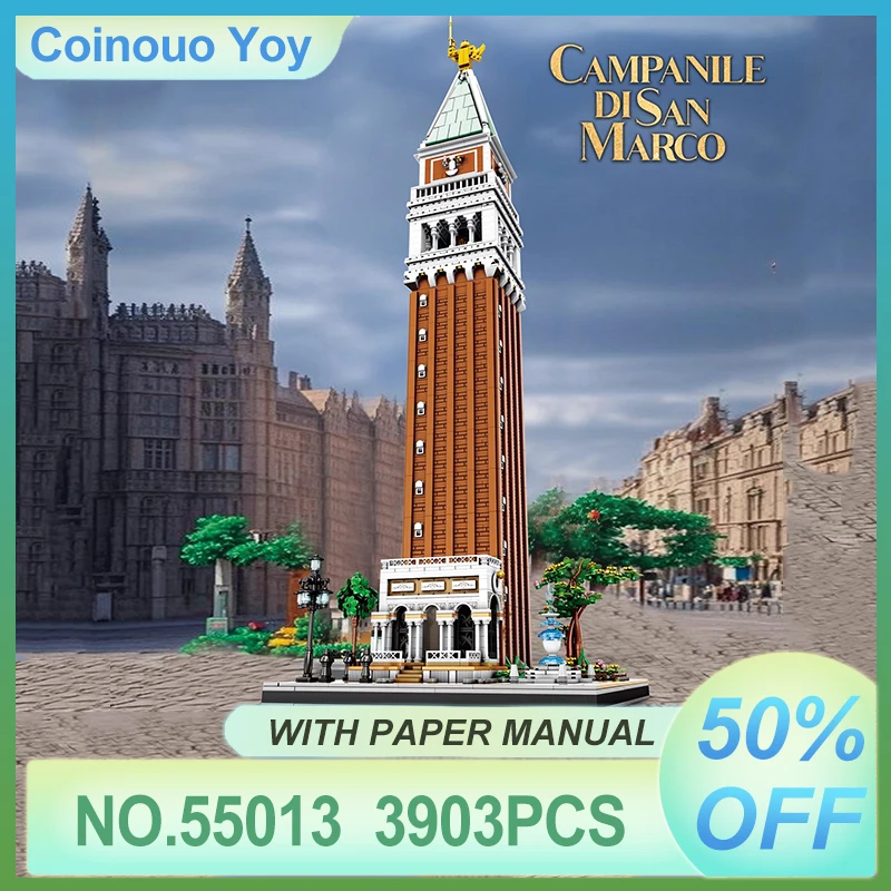 

Новый Reobrix 55013 1:100 MOC Campanile di San Marco, строительный блок, кирпичи, модель, игрушки «сделай сам» для мальчиков, подарок на день рождения для детей