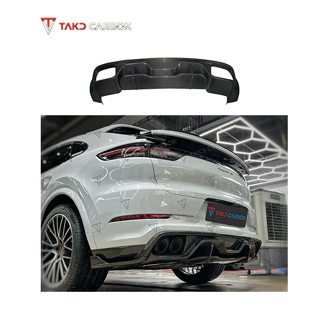 

TAKD Carbon 100% Dry Carbon Fiber Material Rear Bumper Diffuser Universal Rear Spoilers for Porsches Cayenne 2018-UP