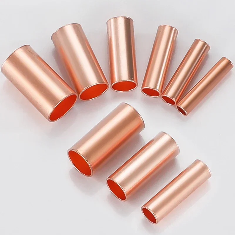 100/200/500Pcs Copper Connecting Pipe Wire Joint Small Copper Tube Terminal Cable Lug Connection Tube Wire Connector