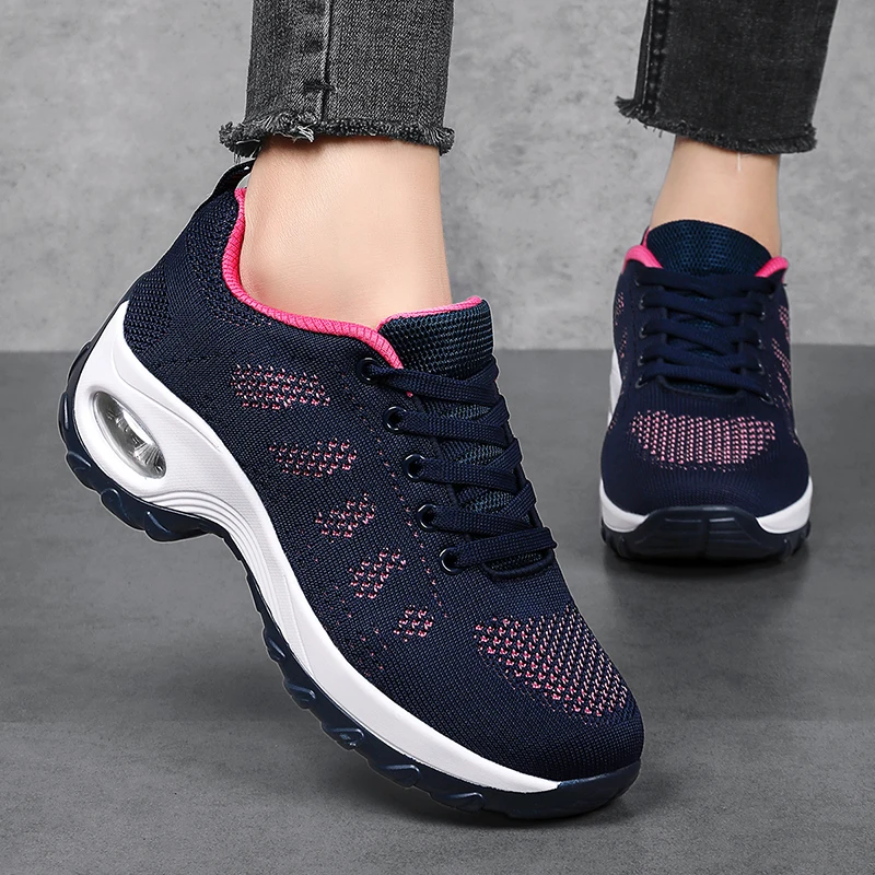 Height Increase Platform Women Sneakers Breathable and Cushion Casual Shoes For Women Dance Walking Shoes Lace Up Sport Footwear