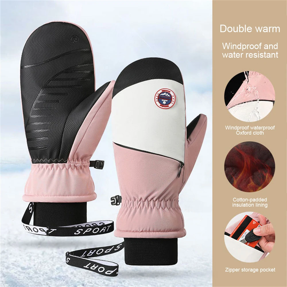 1/2PCS Ski Gloves Women Warm Winter Waterproof Skiing Snowboard Gloves Snowmobile Riding Motorcycle Outdoor Sports Cycling Snow