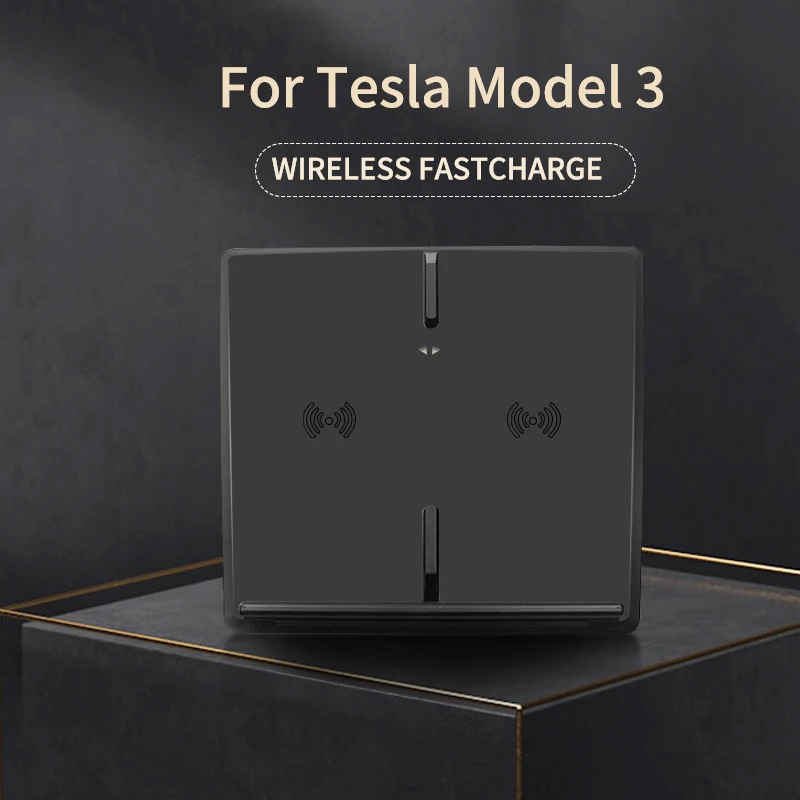 

10W Fast Wireless Charger For Tesla Model 3 Car Charging For Pad Wireless Charging USB Support Port Type C For Dual Phones