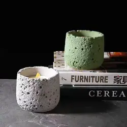 Round Simulation Rock Aromatherapy Candle Cup Gypsum Silicone Mold Handmade DIY Circular Potted Concrete Flowerpot Moulds