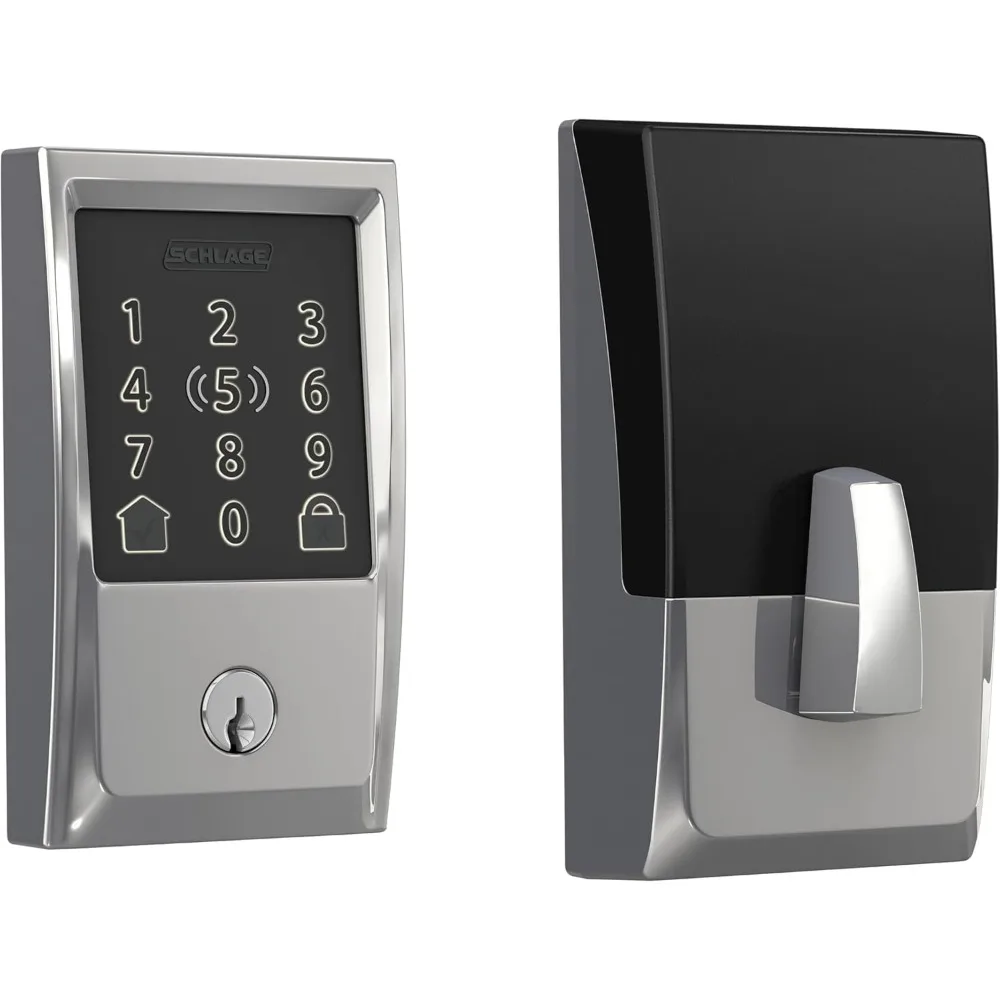 BE499WB CEN 625 Encode Plus WiFi Deadbolt Smart Lock, Keyless Entry Touchscreen Door Lock with Century Trim, Bright