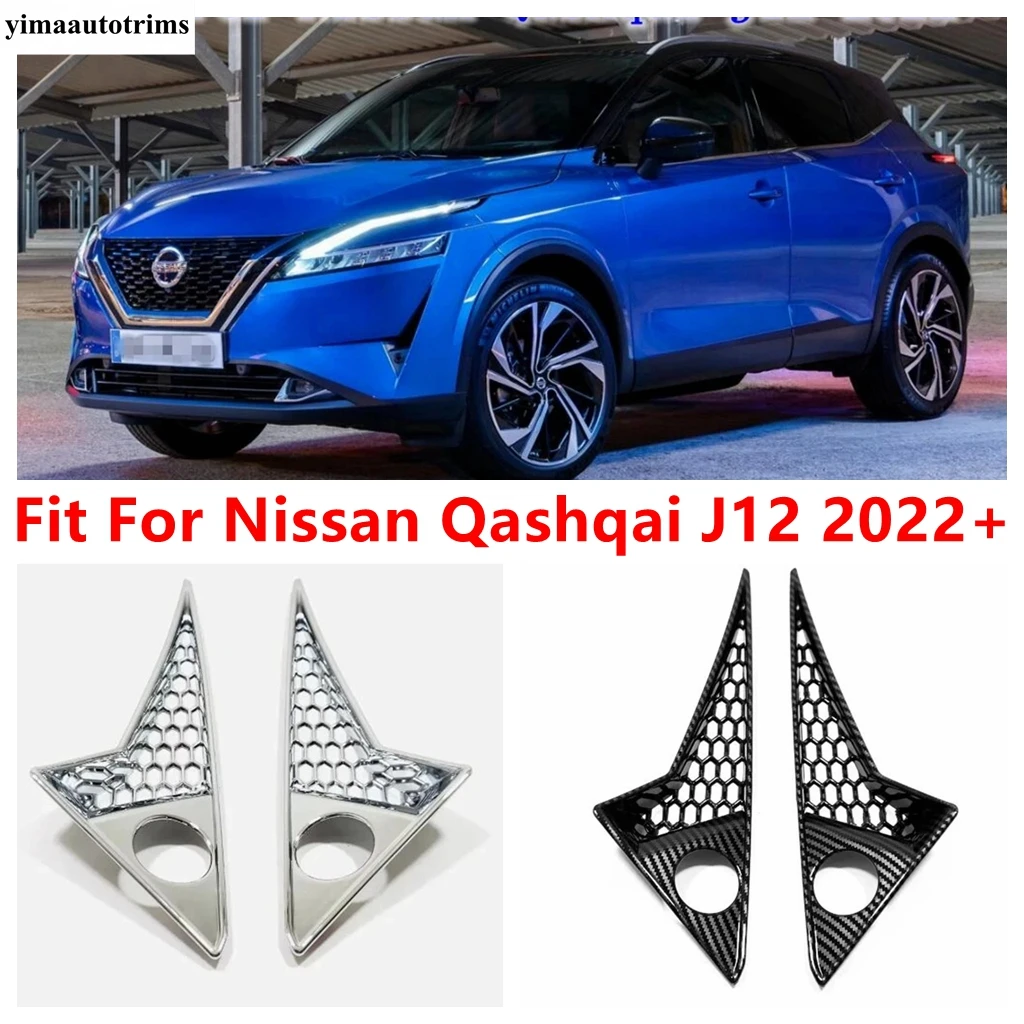 For Nissan Qashqai J12 2022 - 2024 ABS Chrome Car Front Foglight Bezel Trims Fog Light Lamp Bumper Protector Cover Accessories