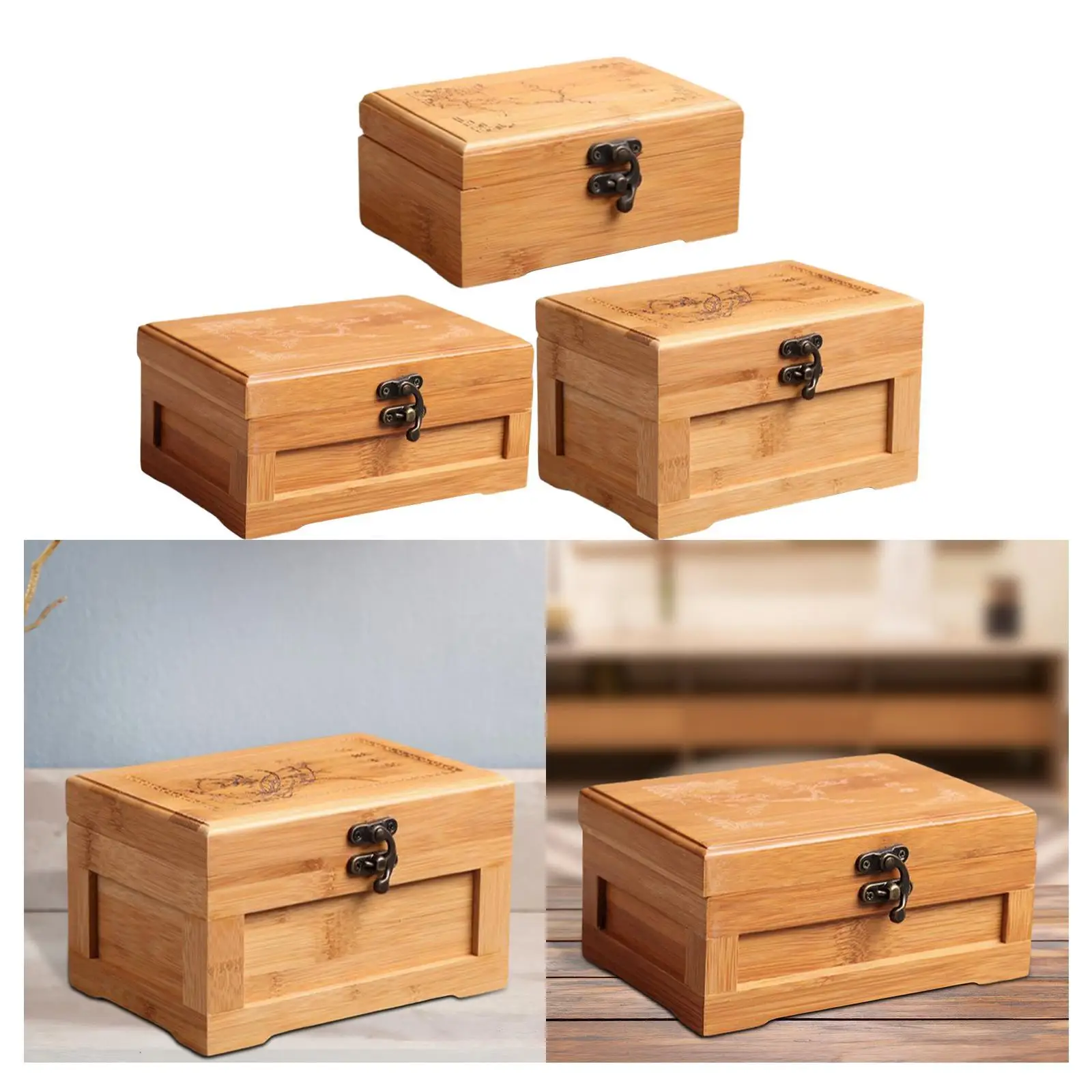 

Bamboo Jewelry Organizer Jewellery Holder Multifunction Portable Trinket Case Sundries Storage Case for Keepsakes Women