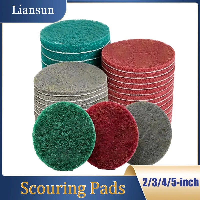 10PCS Industrial Flocked Scouring Pads 2/3/4/5-inch Flocked Polishing Discs for Angle Grinders—Sanding Rust Removal and Cleaning