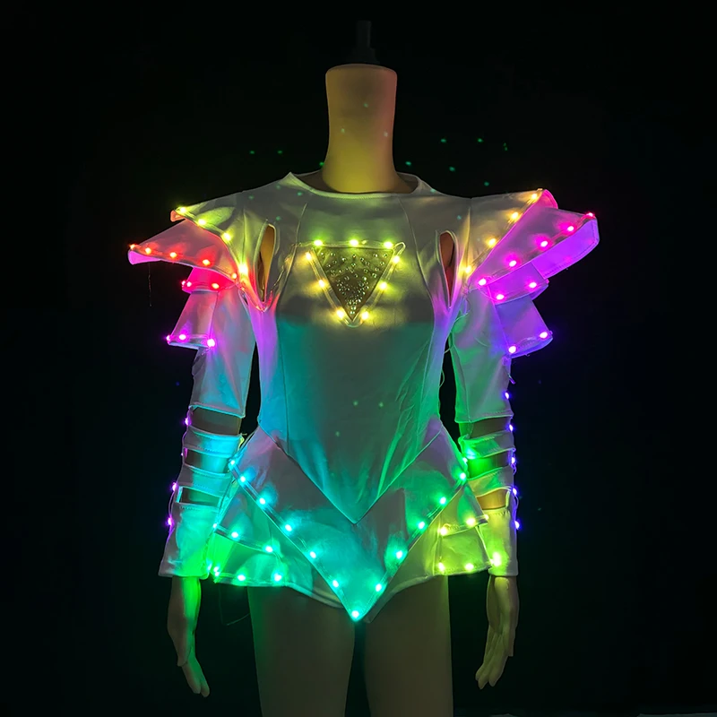 Light Up Luminous Clothes LED Ballet Skirt Women Dancing Tutu Dress Bar DJ Music Night Party Costume Wedding Glowing Clothing